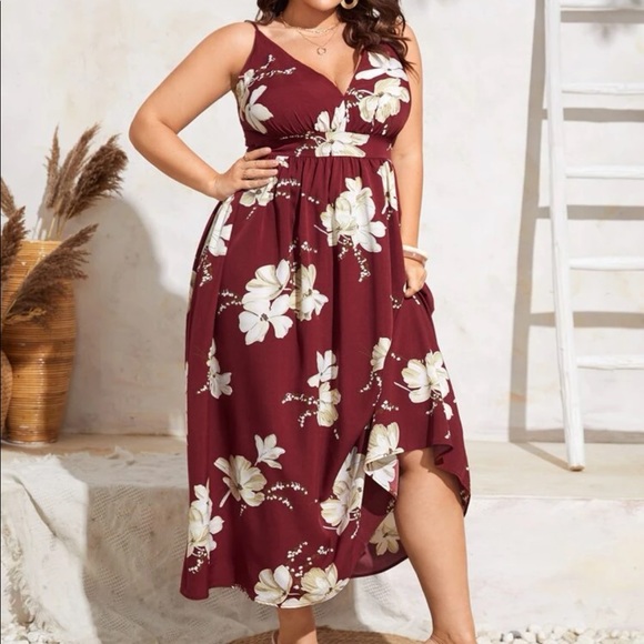 Boho floral print crisscross back cami maxi dress - Picture 2 of 5